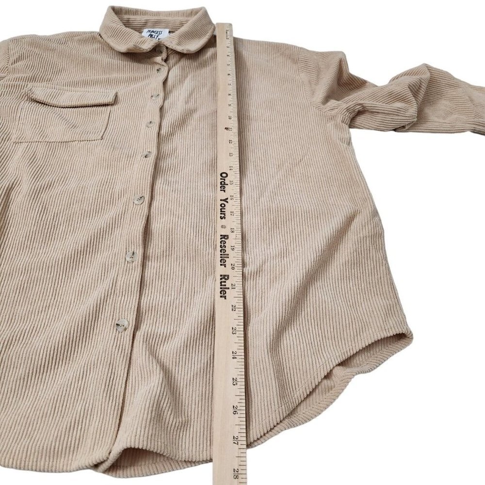 Princess Polly Womens Western Corduroy Top 6 Beige Shacket Button Front Boho - Picture 12 of 13